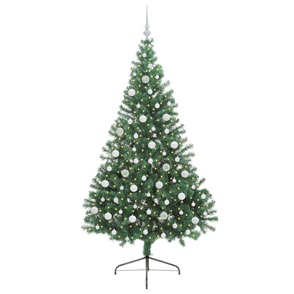 vidaXL Künstlicher vorbeleuchteter Weihnachtsbaum Grün 210 cm PVC