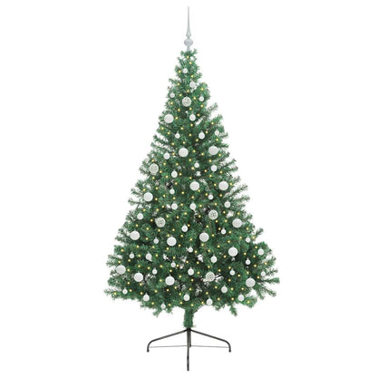 vidaXL Künstlicher vorbeleuchteter Weihnachtsbaum Grün 210 cm PVC
