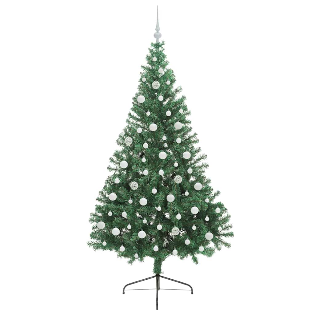 vidaXL Künstlicher vorbeleuchteter Weihnachtsbaum Grün 210 cm PVC