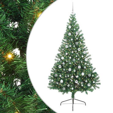 vidaXL Künstlicher vorbeleuchteter Weihnachtsbaum Grün 210 cm PVC