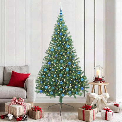 vidaXL Künstlicher vorbeleuchteter Weihnachtsbaum Grün 210 cm PVC