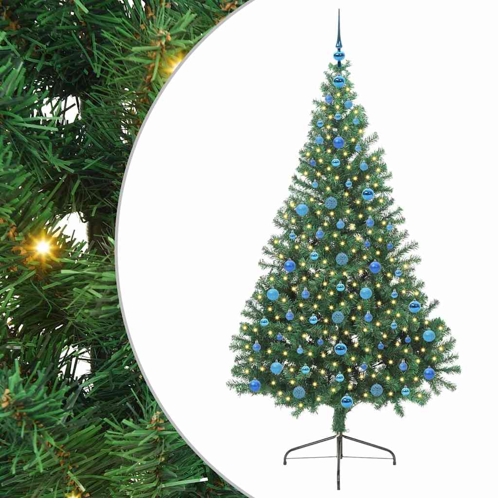 vidaXL Künstlicher vorbeleuchteter Weihnachtsbaum Grün 210 cm PVC