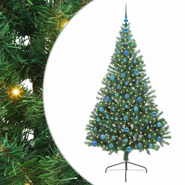 vidaXL Künstlicher vorbeleuchteter Weihnachtsbaum Grün 210 cm PVC