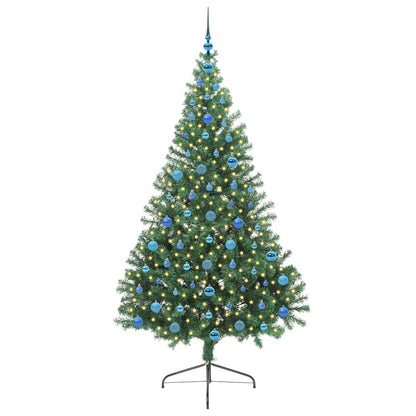 vidaXL Künstlicher vorbeleuchteter Weihnachtsbaum Grün 210 cm PVC