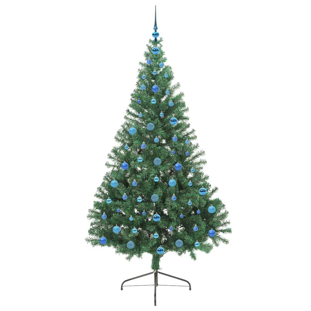 vidaXL Künstlicher vorbeleuchteter Weihnachtsbaum Grün 210 cm PVC