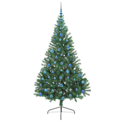 vidaXL Künstlicher vorbeleuchteter Weihnachtsbaum Grün 210 cm PVC
