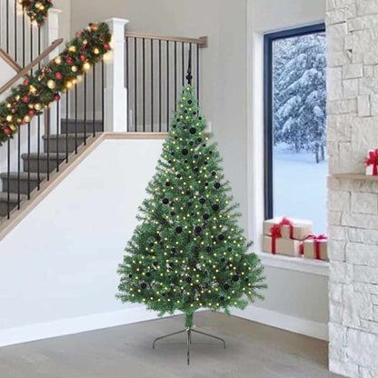 vidaXL Künstlicher vorbeleuchteter Weihnachtsbaum Grün 240 cm PVC