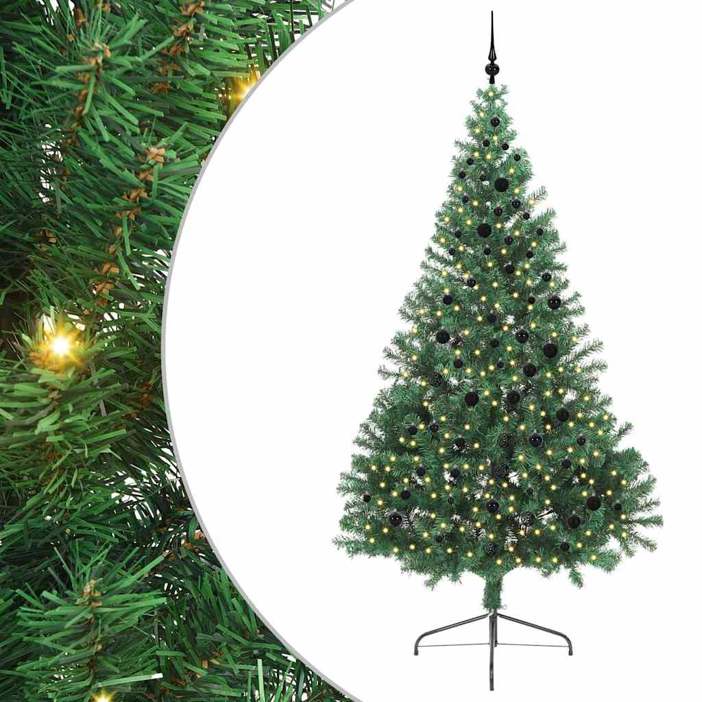 vidaXL Künstlicher vorbeleuchteter Weihnachtsbaum Grün 240 cm PVC