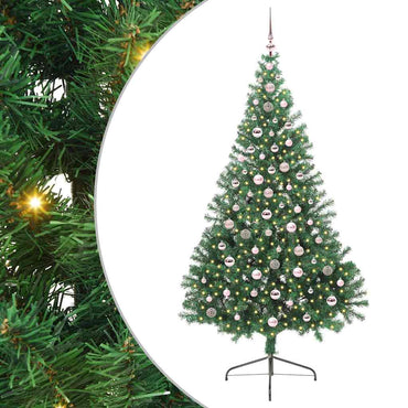 vidaXL Künstlicher vorbeleuchteter Weihnachtsbaum Grün 240 cm PVC