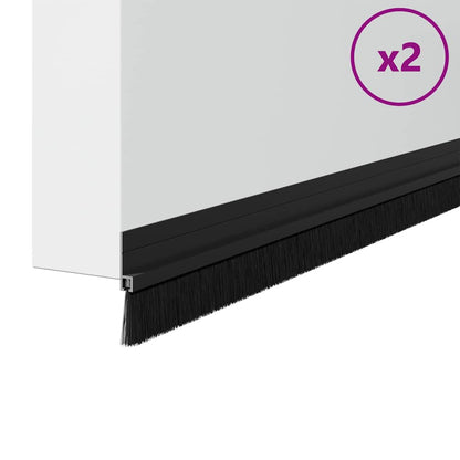 Selbstklebende Türbürstendichtungen 2 pcs Schwarz 100 cm