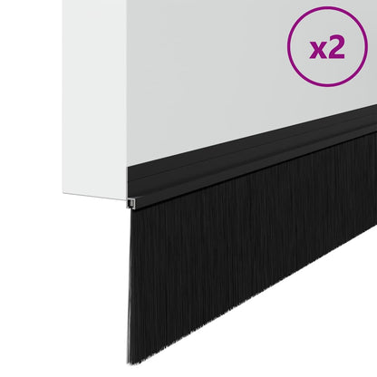 Selbstklebende Türbürstendichtungen 2 pcs Schwarz 100 cm