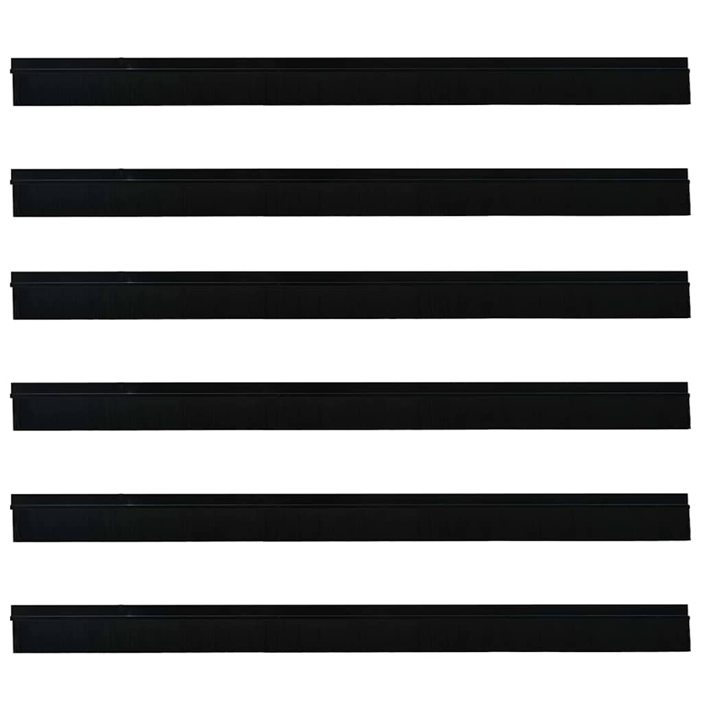 Selbstklebende Türbürstendichtungen 6 pcs Schwarz 100 cm