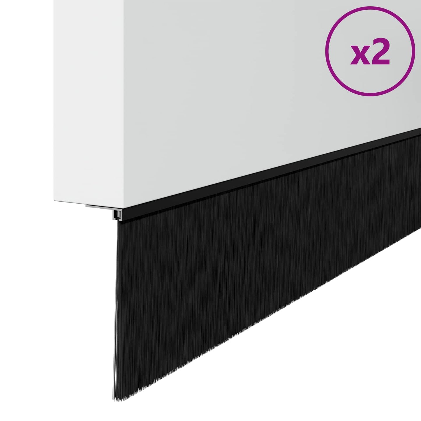 Selbstklebende Türbürstendichtungen 2 pcs Schwarz 100 cm