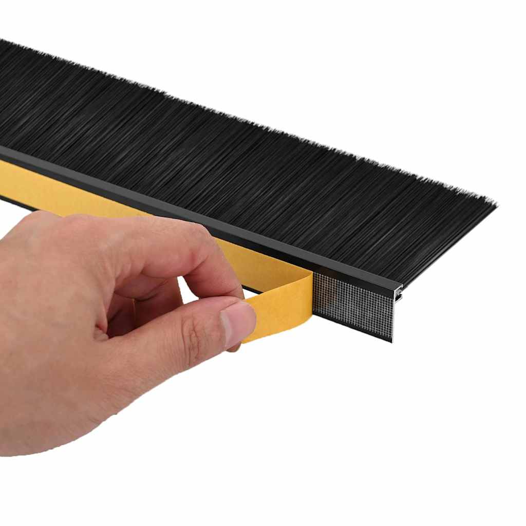 Selbstklebende Türbürstendichtungen 12 pcs Schwarz 100 cm