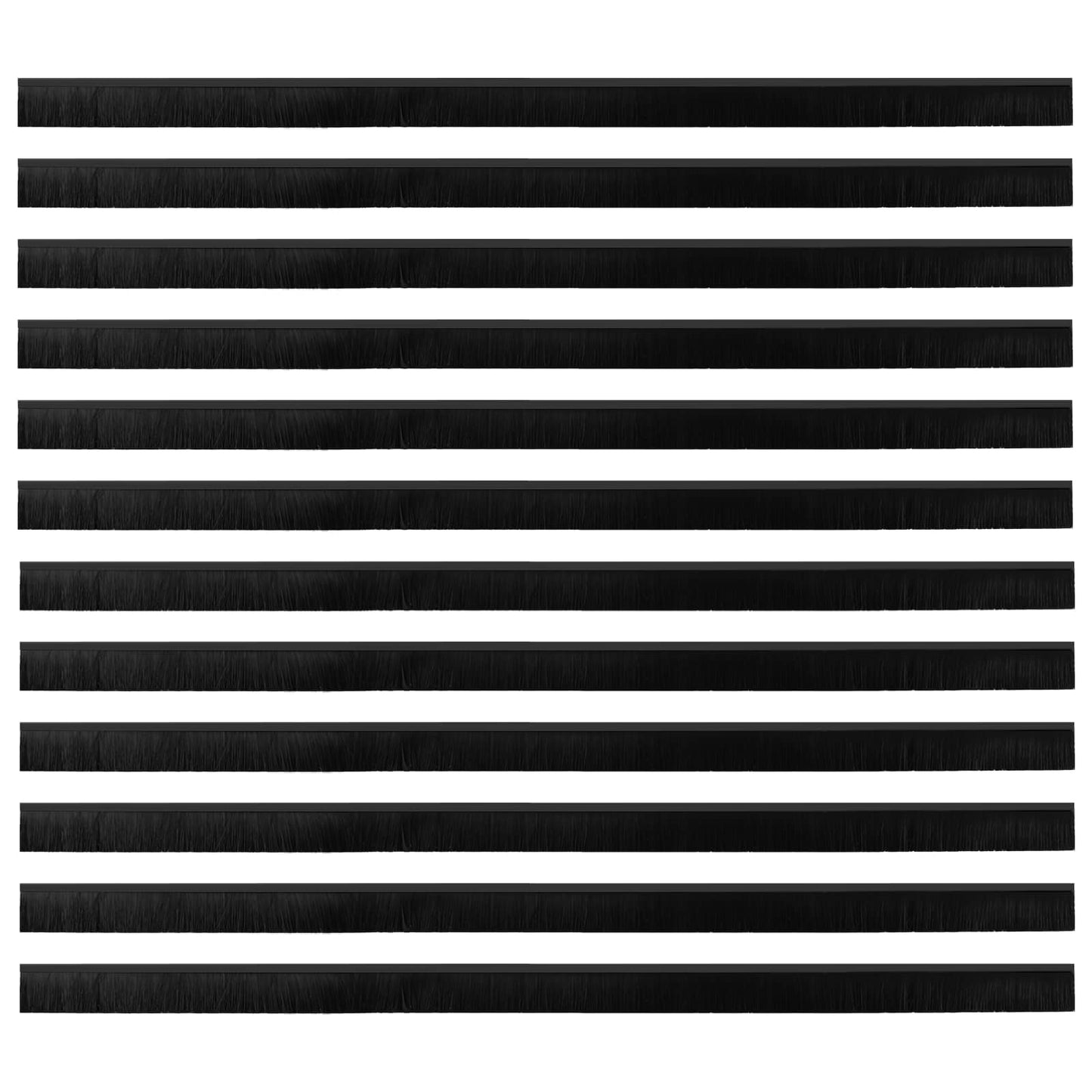 Selbstklebende Türbürstendichtungen 12 pcs Schwarz 100 cm