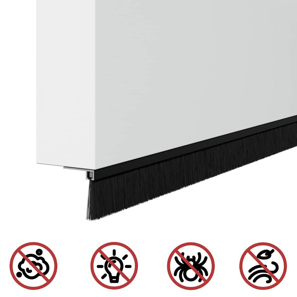 Selbstklebende Türbürstendichtungen 12 pcs Schwarz 100 cm