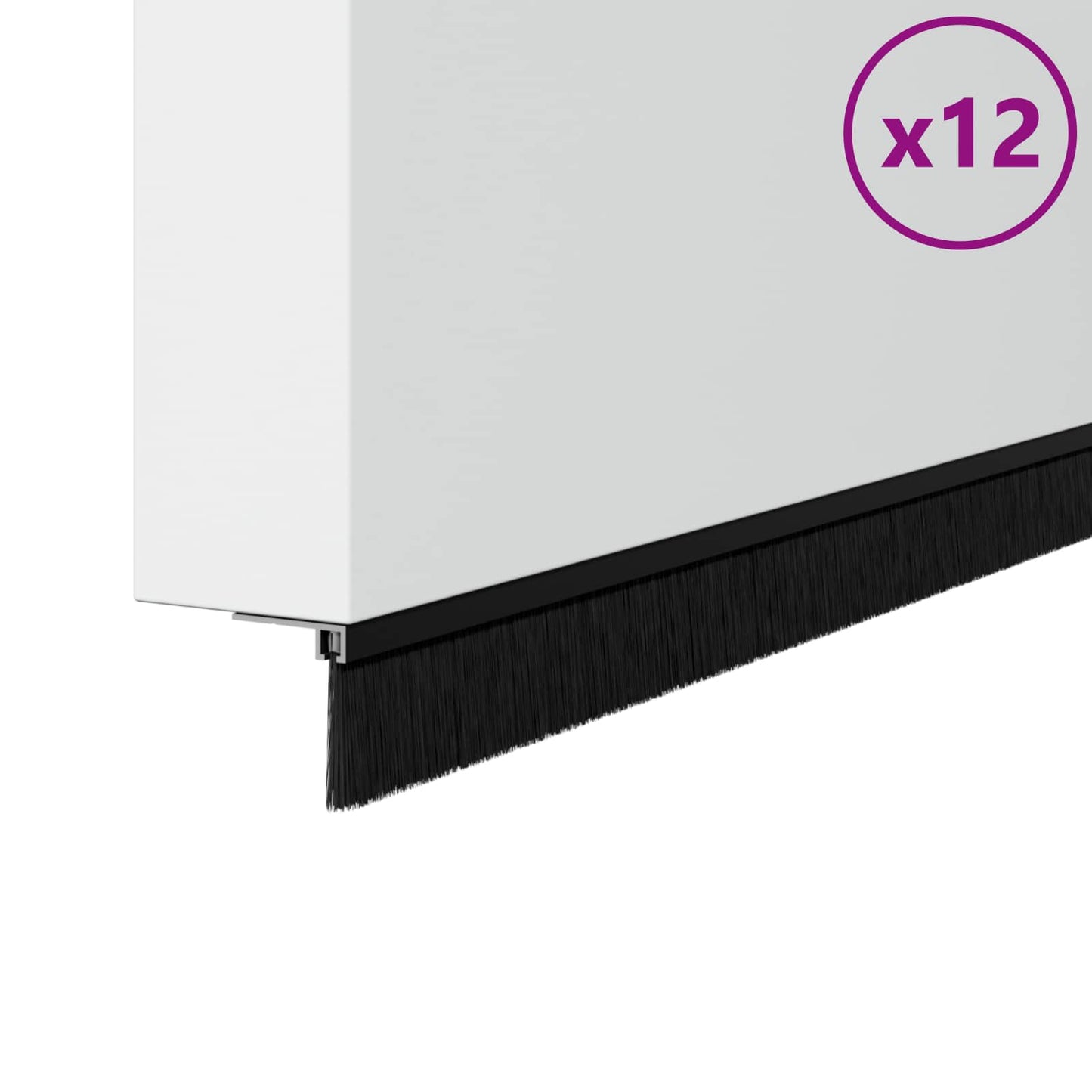 Selbstklebende Türbürstendichtungen 12 pcs Schwarz 100 cm
