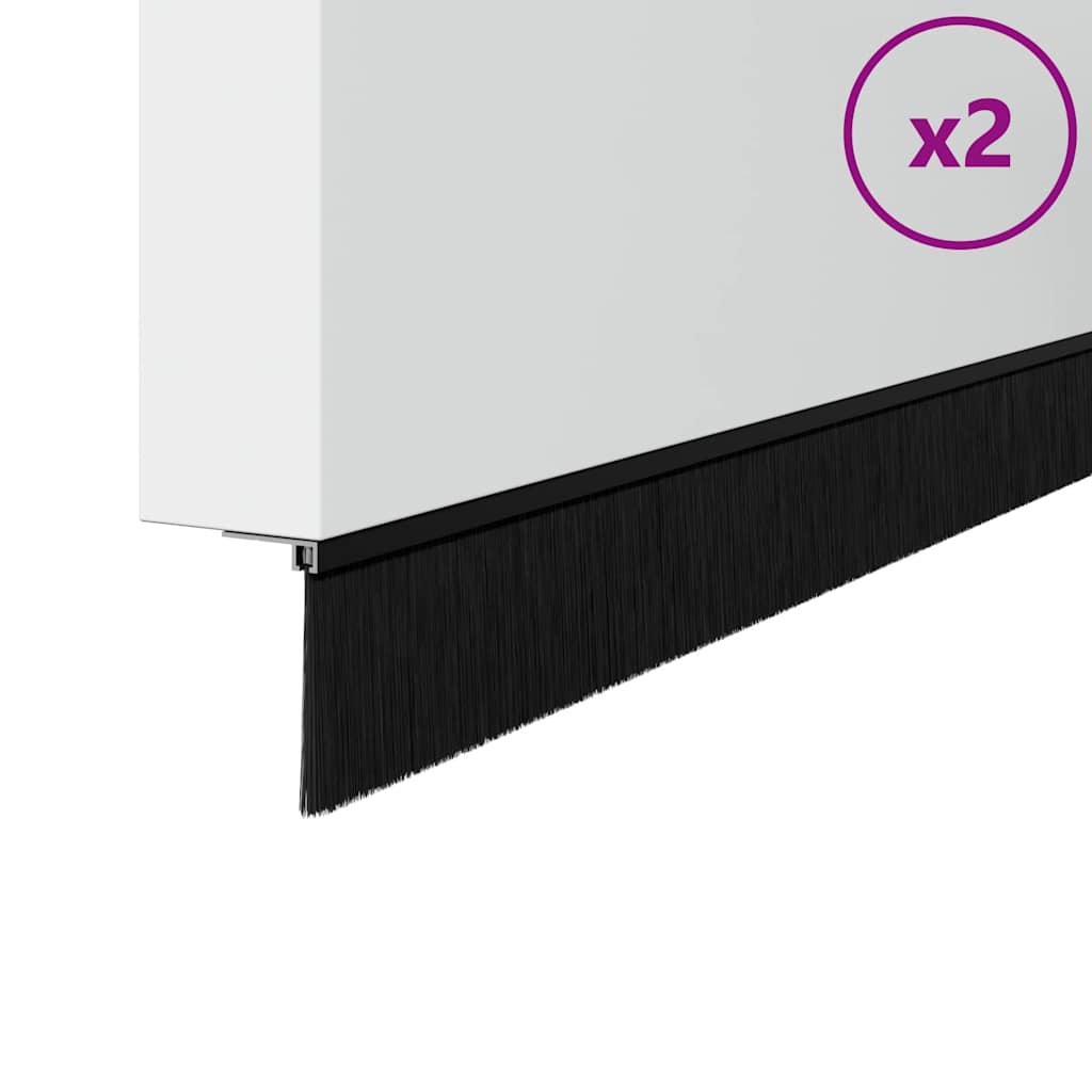 Aufsteck Türbürstendichtungen 2 pcs Schwarz 100 cm