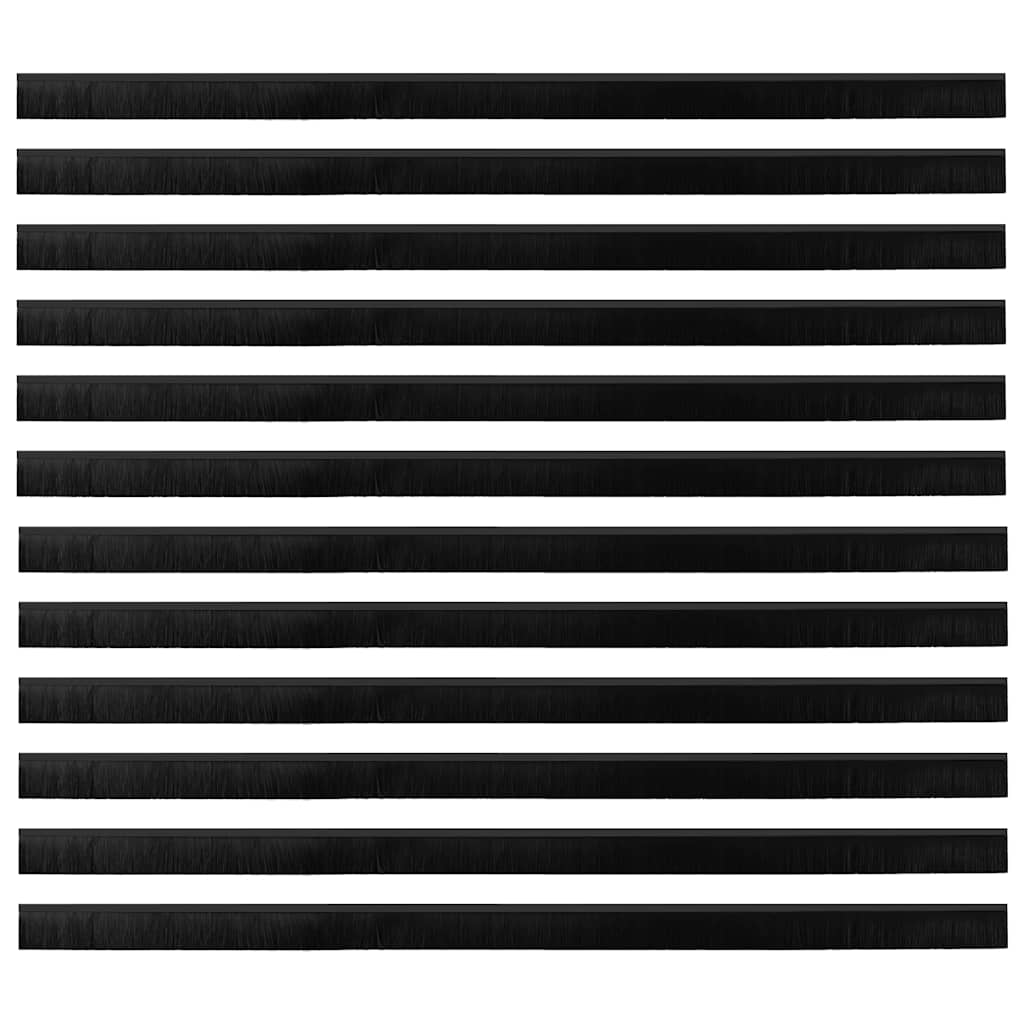 Aufsteck Türbürstendichtungen 12 pcs Schwarz 100 cm