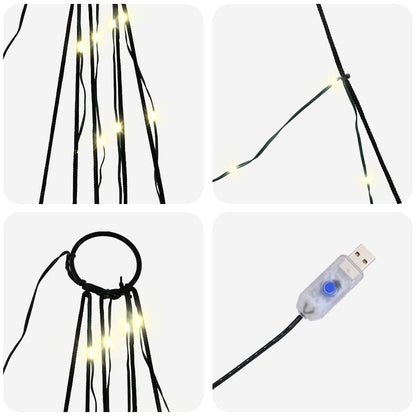 vidaXL LED Weihnachtsbaum mit Erdspießen Warmes Weiß 182 cm Metall