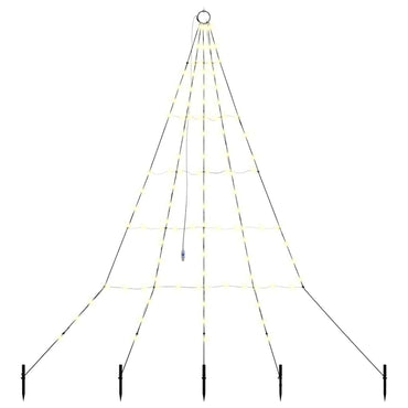 vidaXL LED Weihnachtsbaum mit Erdspießen Warmes Weiß 182 cm Metall