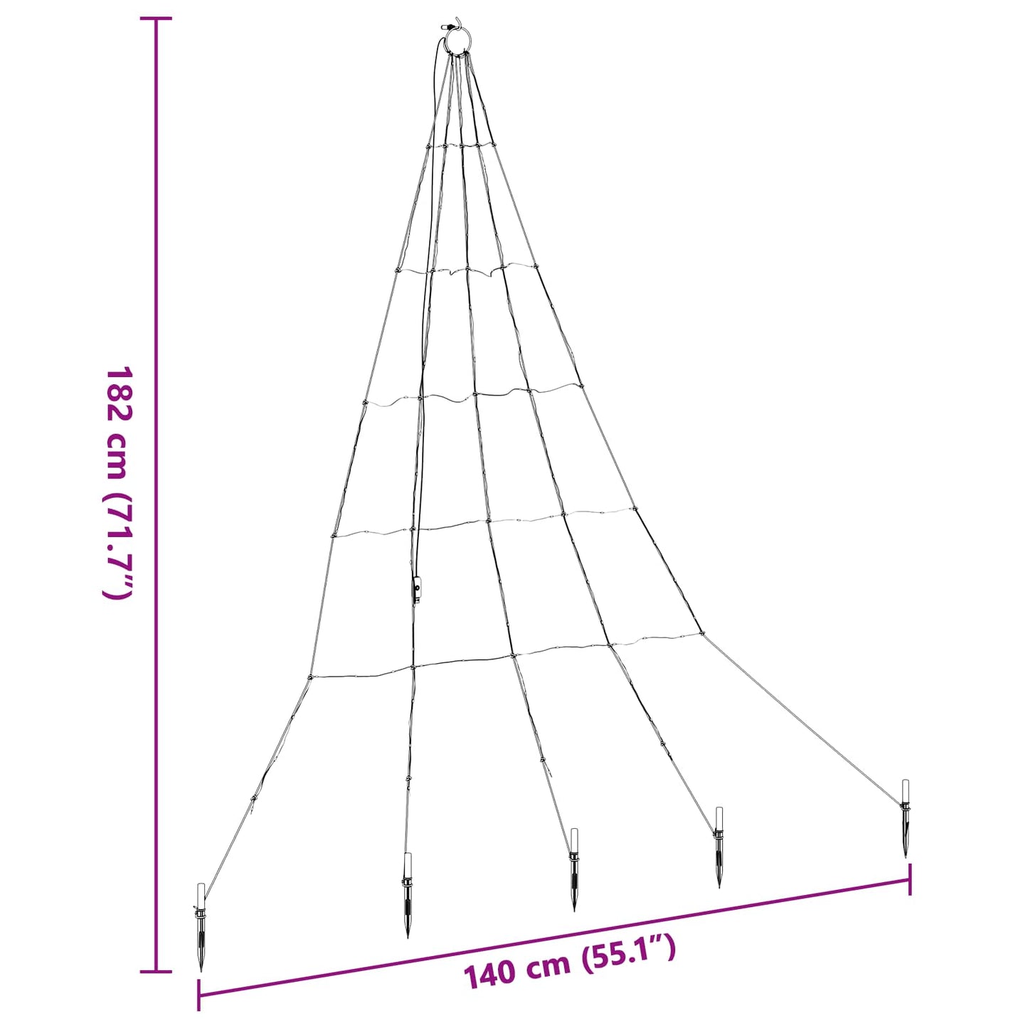 LED Weihnachtsbaum mit Erdspießen Kaltweiß 182 cm Metall