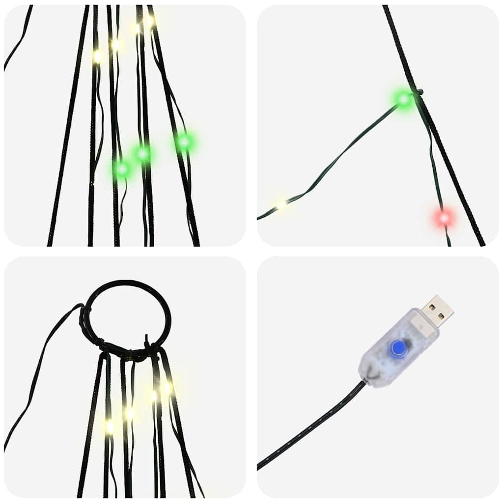 vidaXL LED Weihnachtsbaum mit Erdspießen Mehrfarbig 182 cm Metall