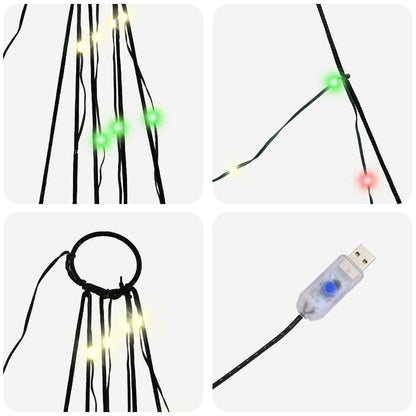 vidaXL LED Weihnachtsbaum mit Erdspießen Mehrfarbig 182 cm Metall