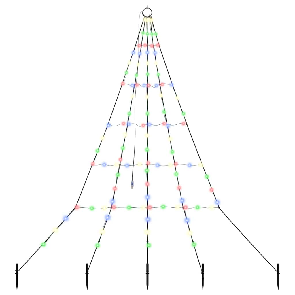 vidaXL LED Weihnachtsbaum mit Erdspießen Mehrfarbig 182 cm Metall