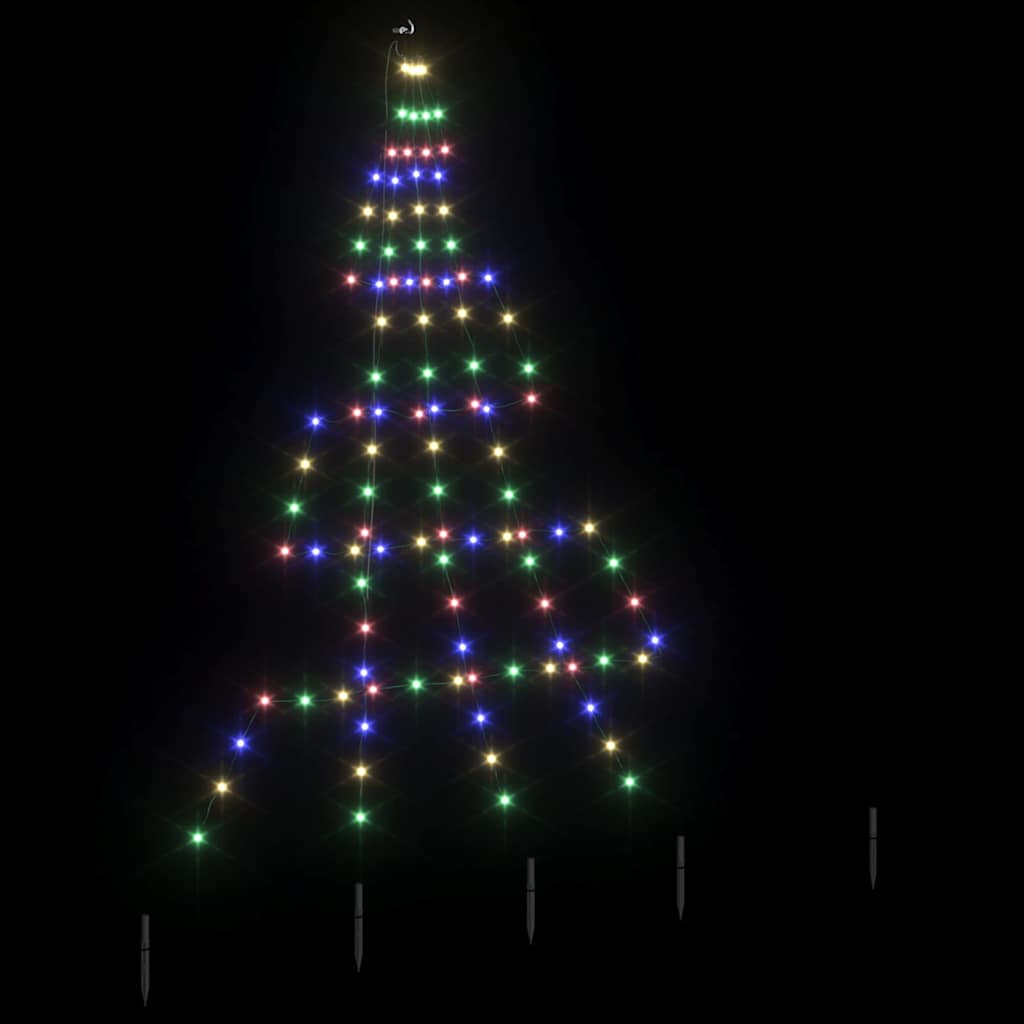 vidaXL LED Weihnachtsbaum mit Erdspießen Mehrfarbig 182 cm Metall