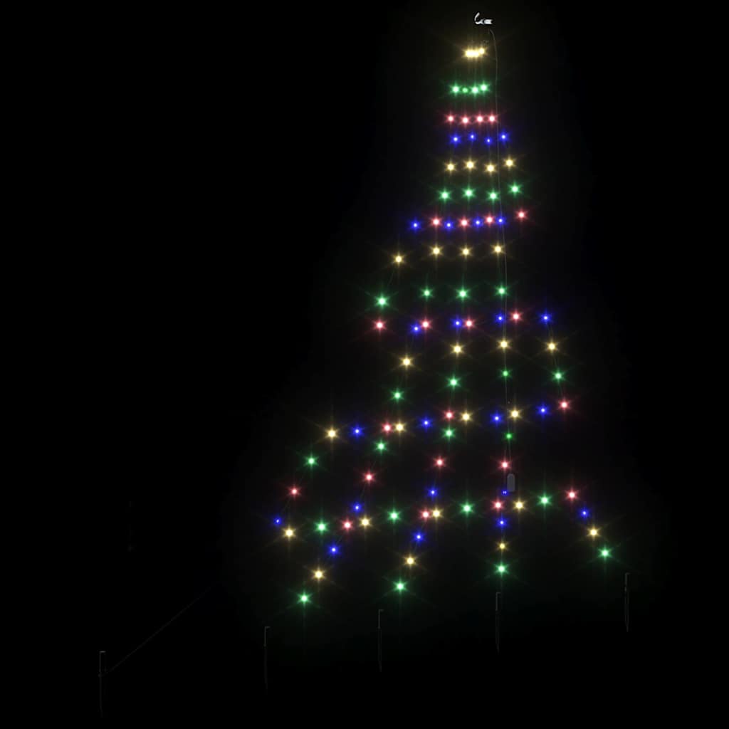 vidaXL LED Weihnachtsbaum mit Erdspießen Mehrfarbig 182 cm Metall