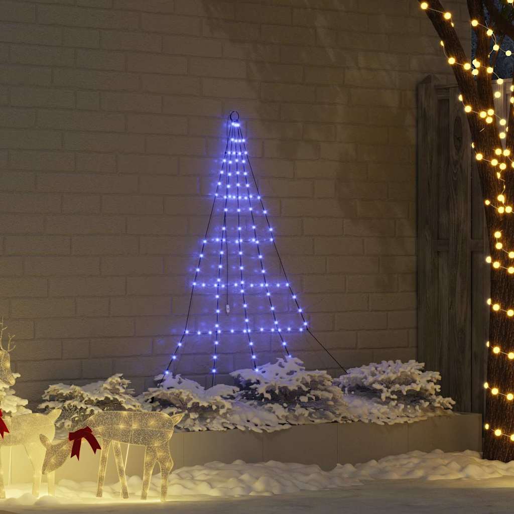 vidaXL LED Weihnachtsbaum mit Erdspießen Blau 182 cm Metall