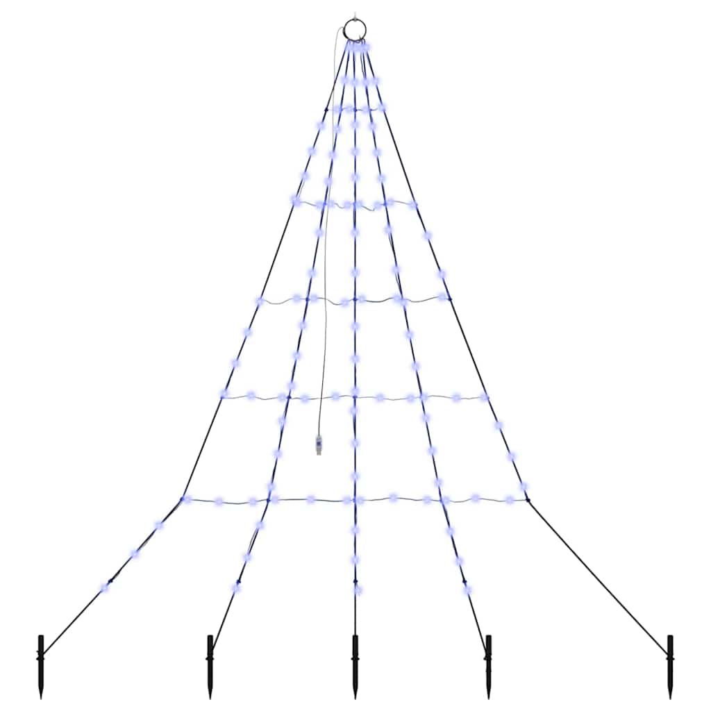 vidaXL LED Weihnachtsbaum mit Erdspießen Blau 182 cm Metall