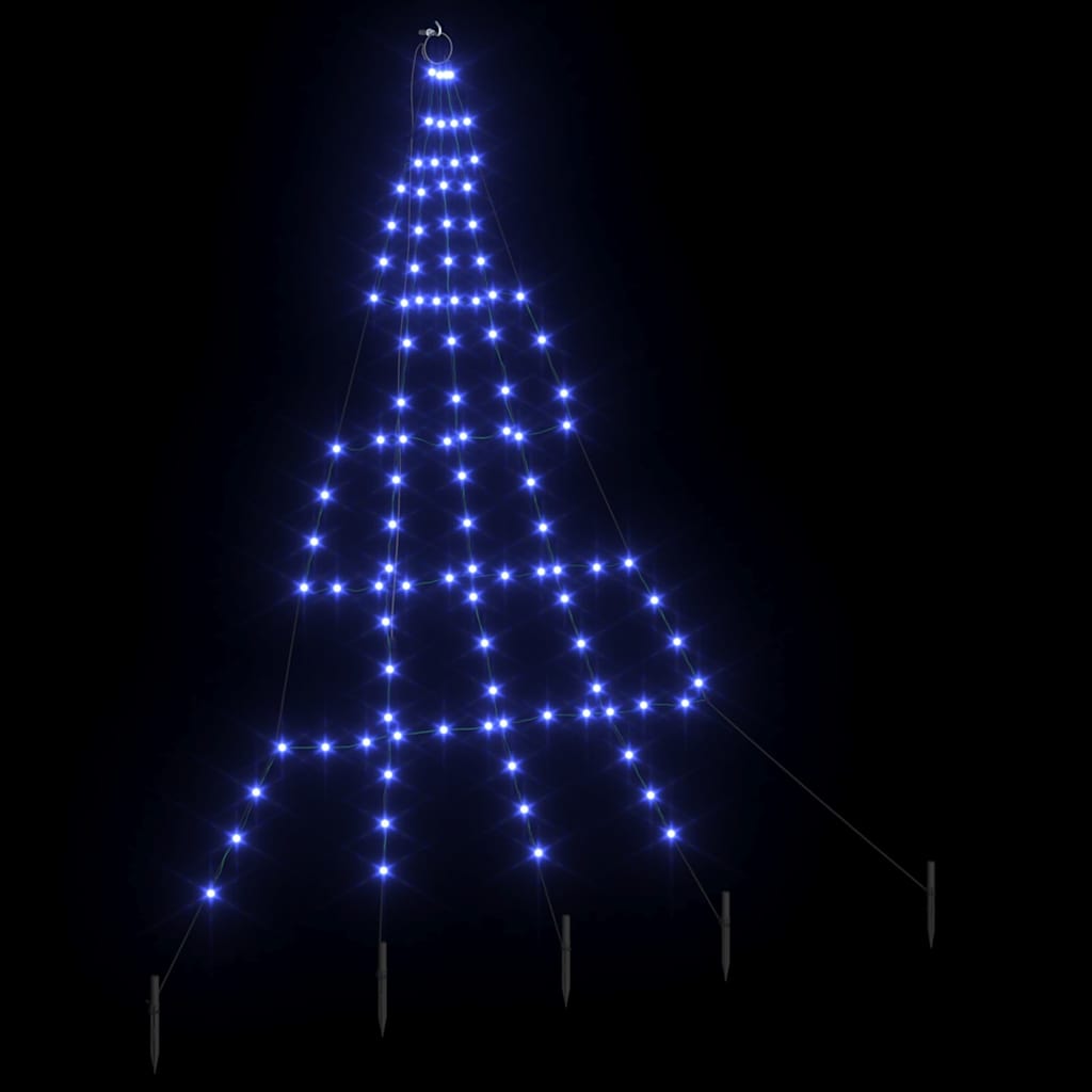vidaXL LED Weihnachtsbaum mit Erdspießen Blau 182 cm Metall