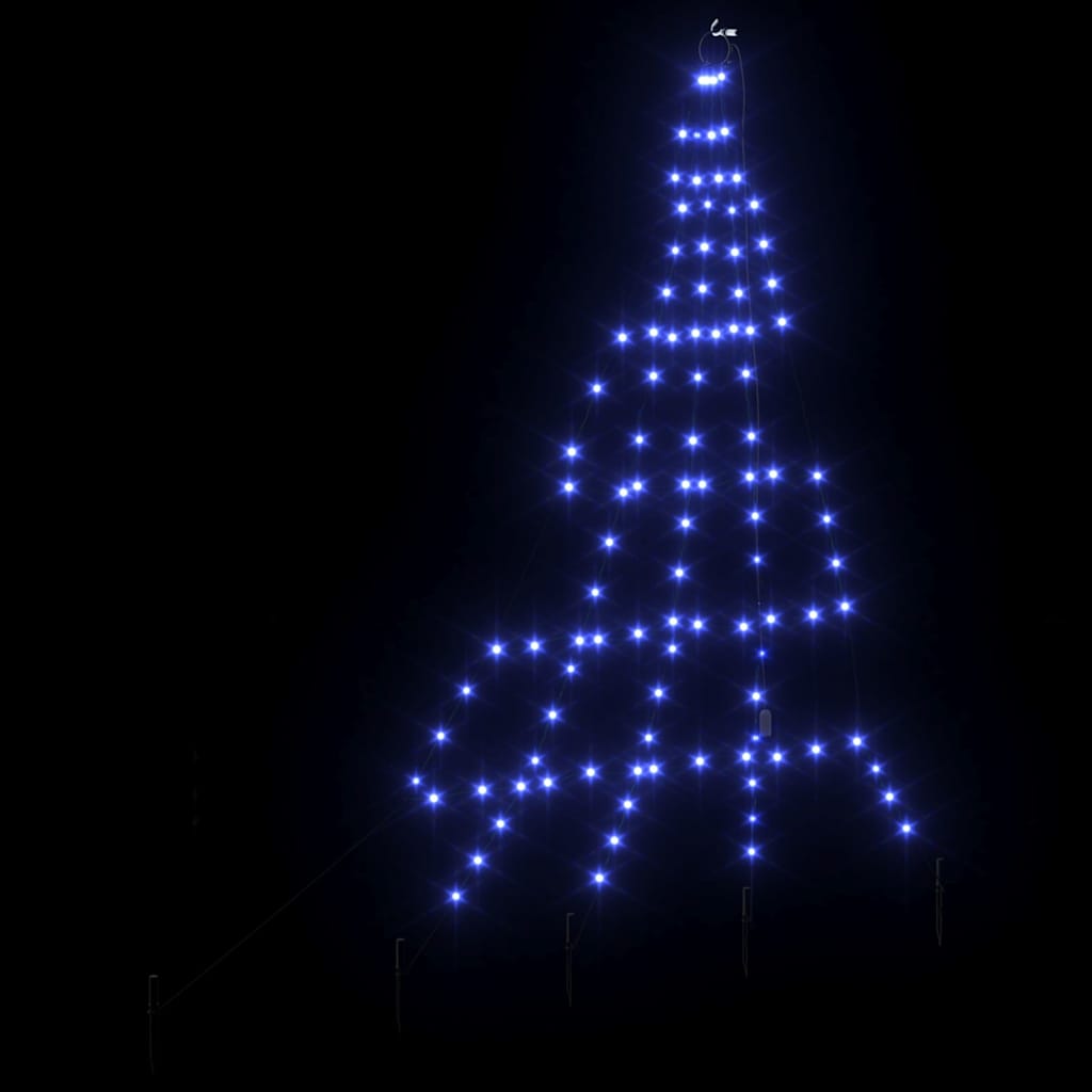 vidaXL LED Weihnachtsbaum mit Erdspießen Blau 182 cm Metall