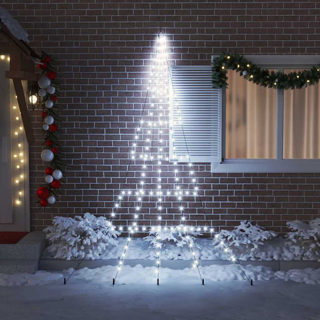 vidaXL LED Weihnachtsbaum mit Erdspießen Kaltweiß 306 cm Metall