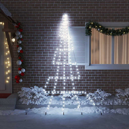 vidaXL LED Weihnachtsbaum mit Erdspießen Kaltweiß 306 cm Metall