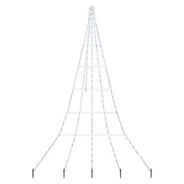vidaXL LED Weihnachtsbaum mit Erdspießen Kaltweiß 306 cm Metall