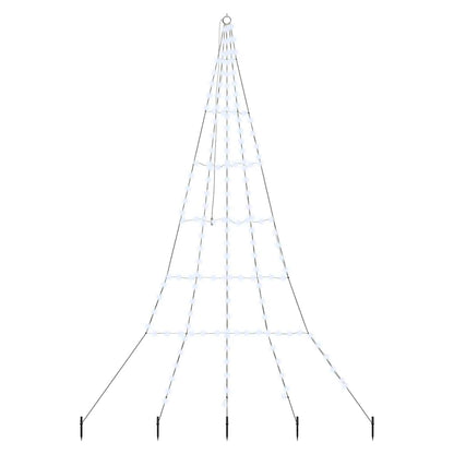 vidaXL LED Weihnachtsbaum mit Erdspießen Kaltweiß 306 cm Metall