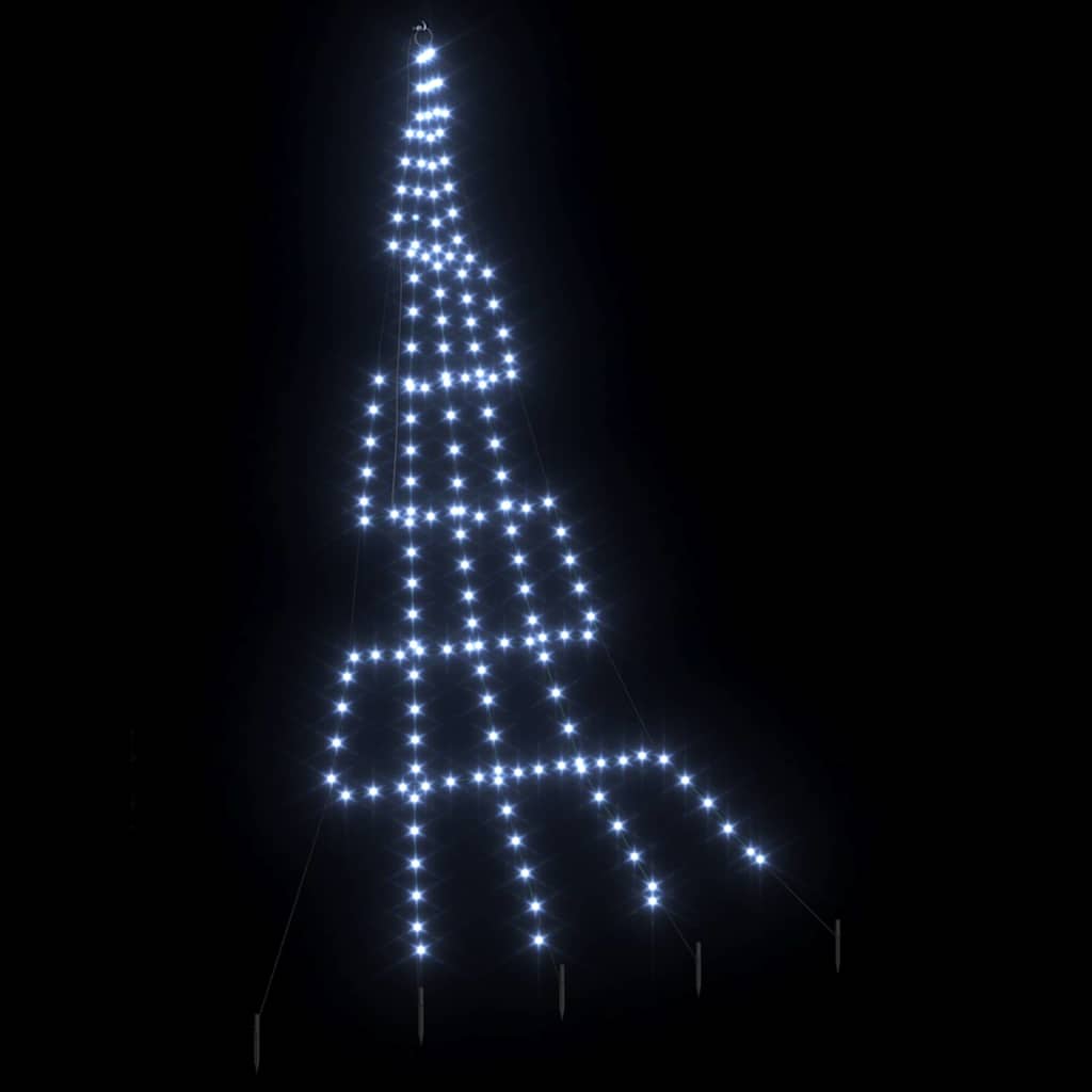 vidaXL LED Weihnachtsbaum mit Erdspießen Kaltweiß 306 cm Metall