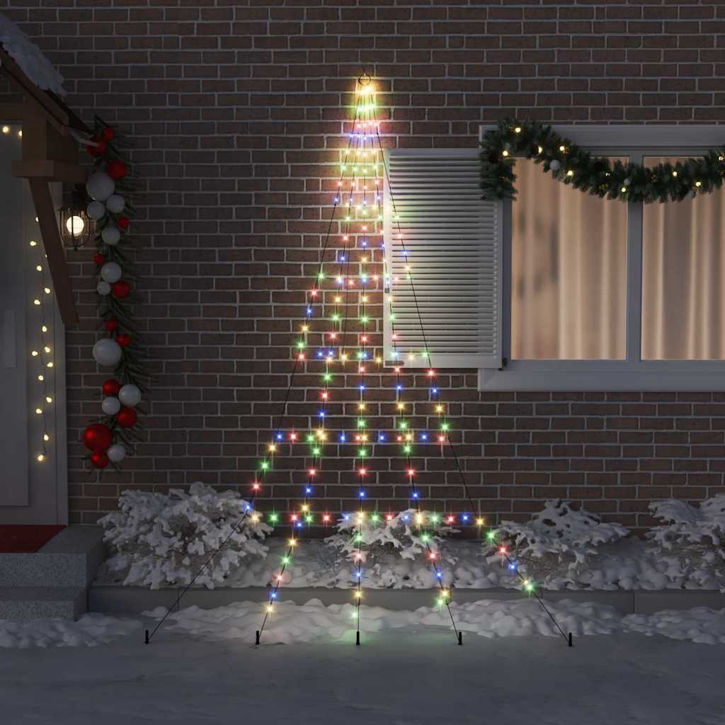 LED Weihnachtsbaum mit Erdspießen Mehrfarbig 306 cm Metall