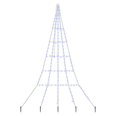 vidaXL LED Weihnachtsbaum mit Erdspießen Blau 306 cm Metall