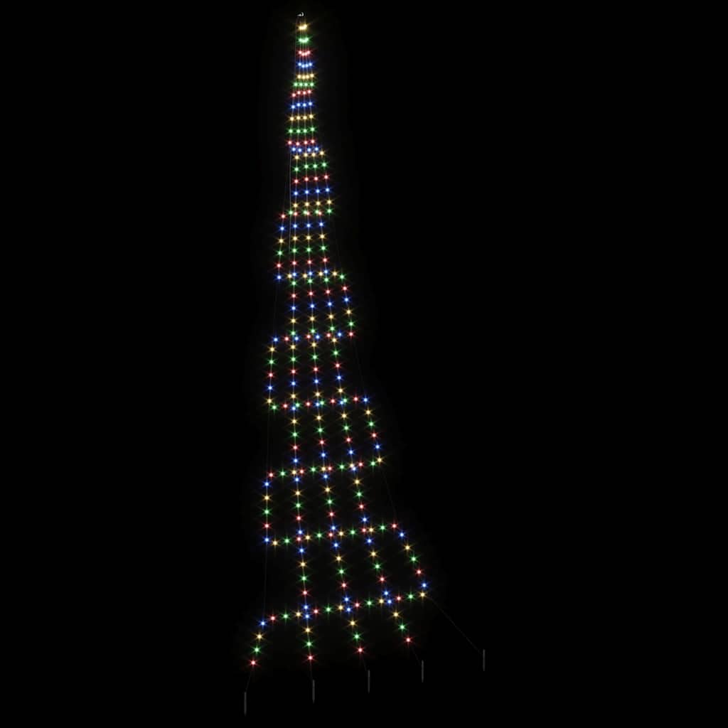 vidaXL LED Weihnachtsbaum mit Erdspießen Mehrfarbig 511 cm Metall