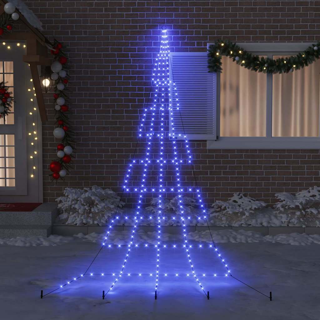 vidaXL LED Weihnachtsbaum mit Erdspießen Blau 511 cm Metall