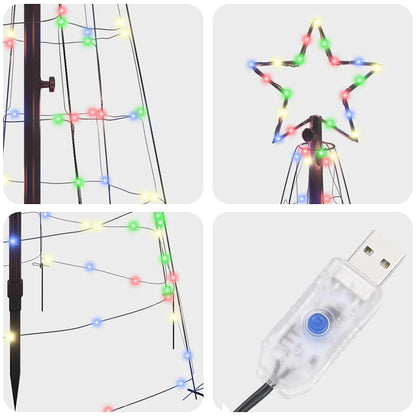 vidaXL LED Weihnachtsbaum mit Erdspießen Mehrfarbig 250 cm Eisen