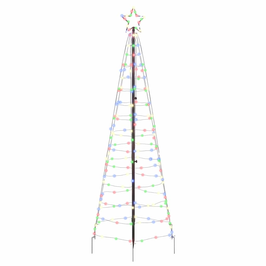 vidaXL LED Weihnachtsbaum mit Erdspießen Mehrfarbig 250 cm Eisen