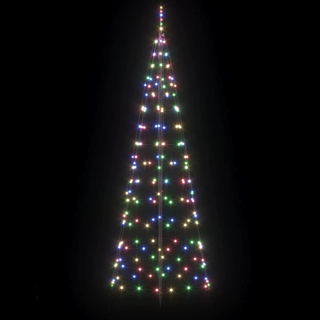 vidaXL LED Weihnachtsbaum mit Erdspießen Mehrfarbig 250 cm Eisen