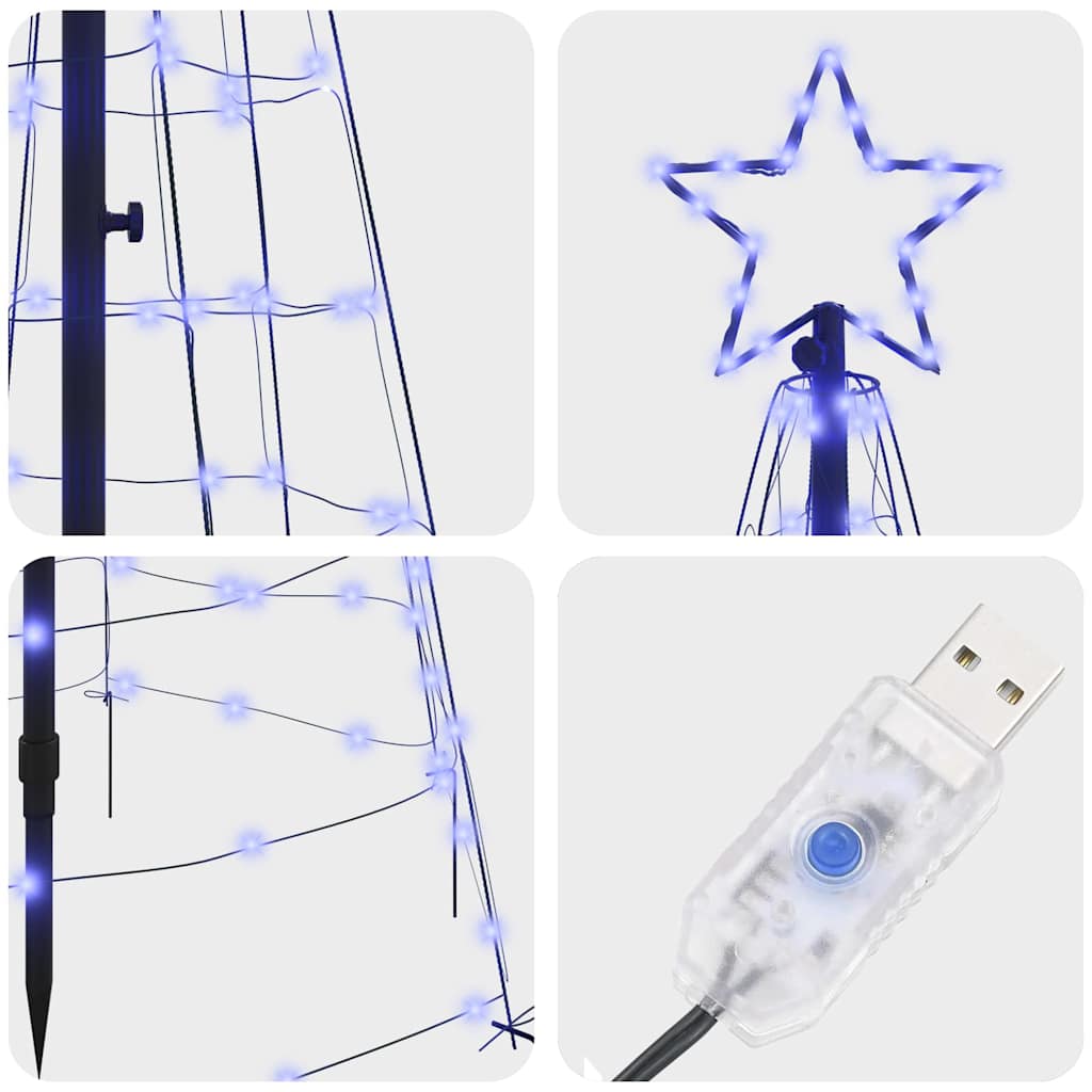 vidaXL LED Weihnachtsbaum mit Erdspießen Blau 250 cm Eisen
