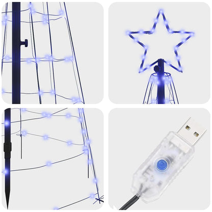 vidaXL LED Weihnachtsbaum mit Erdspießen Blau 250 cm Eisen