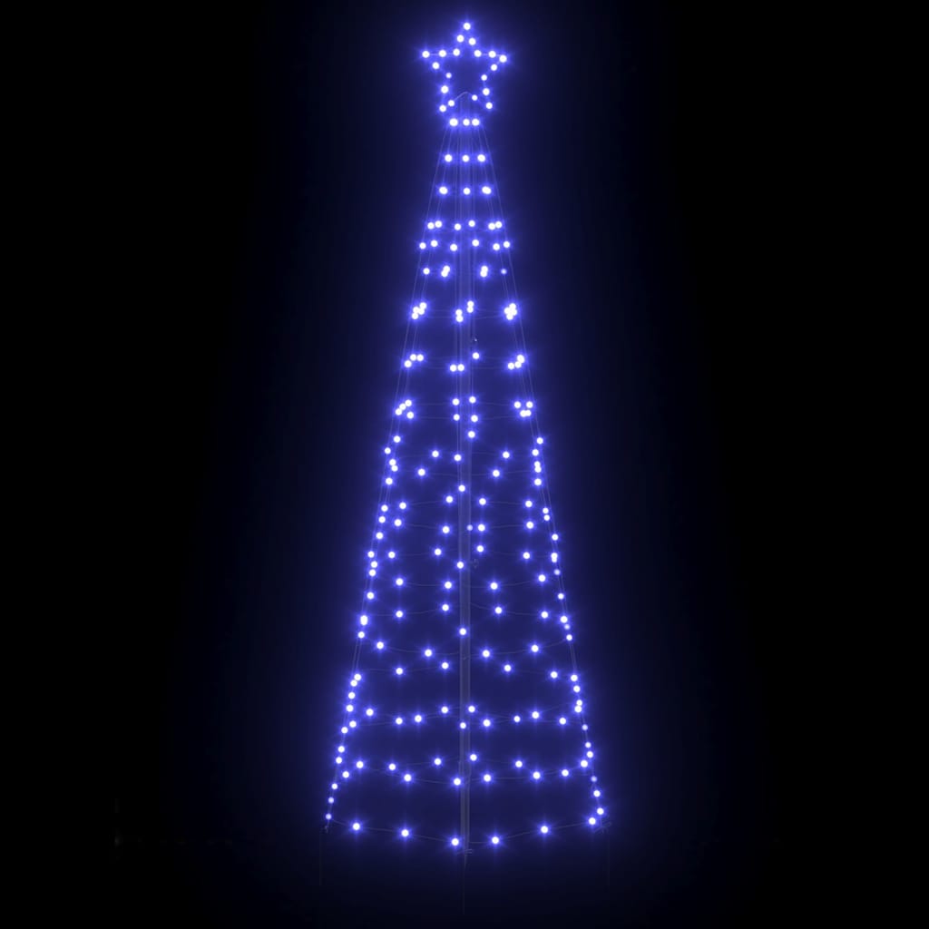 vidaXL LED Weihnachtsbaum mit Erdspießen Blau 250 cm Eisen
